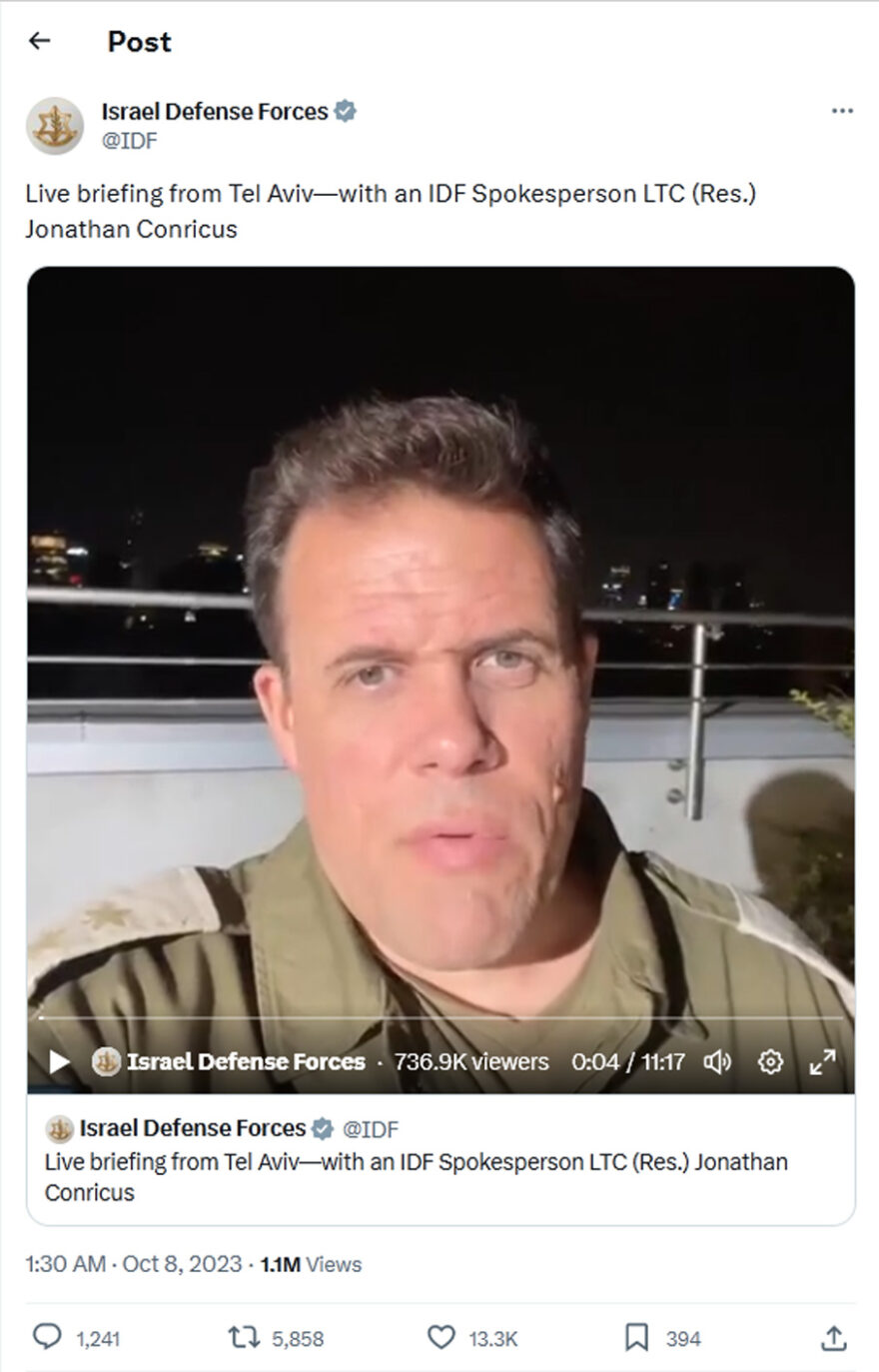 Israel Defense Forces - Live briefing from Tel Aviv