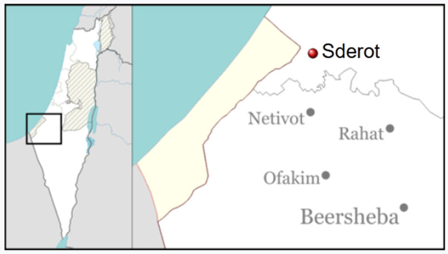 Map of Sderot, Israel. From Wikipedia