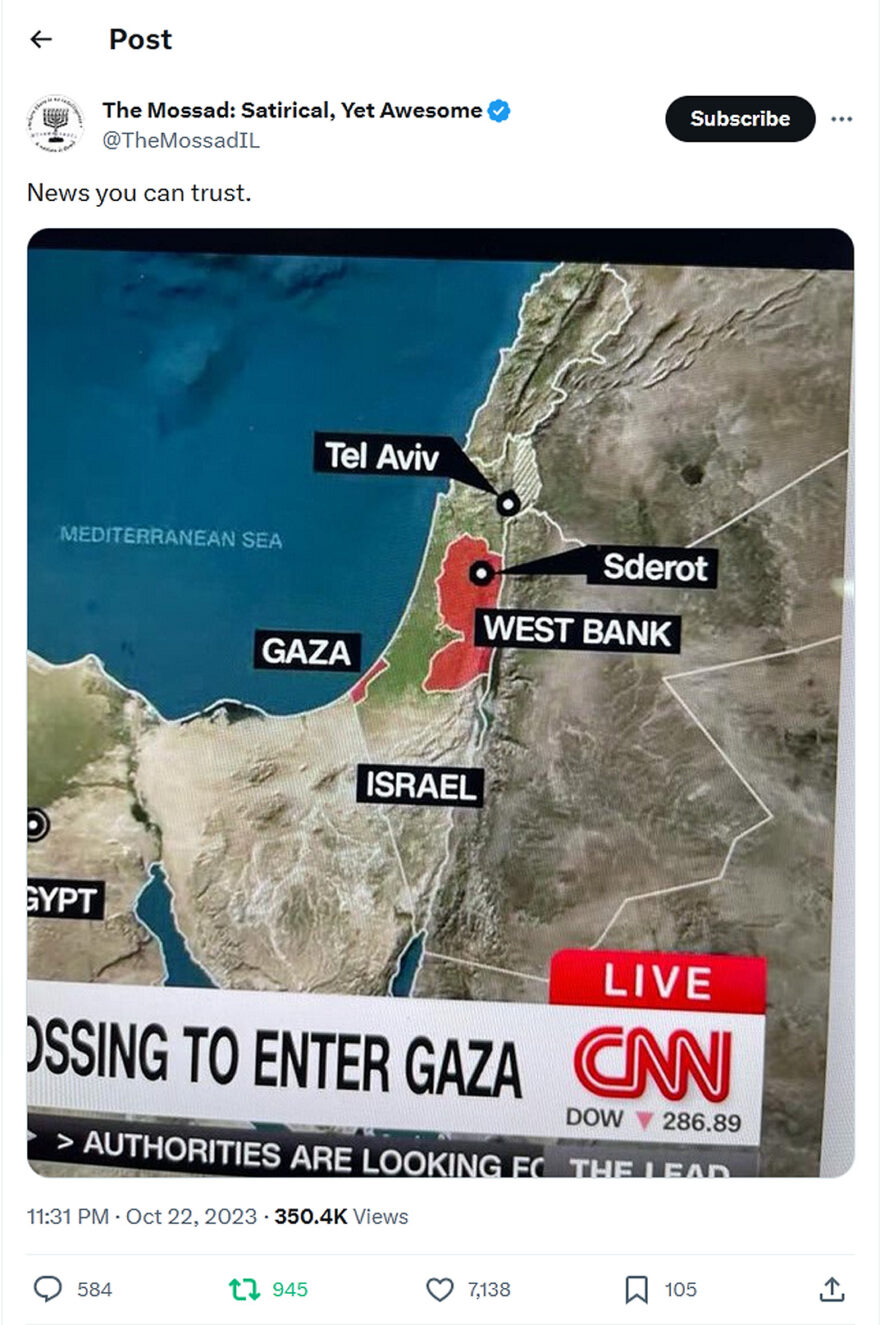 The-Mossad-Satirical,-Yet-Awesome-tweet-22October2023-CNN, News you can trust