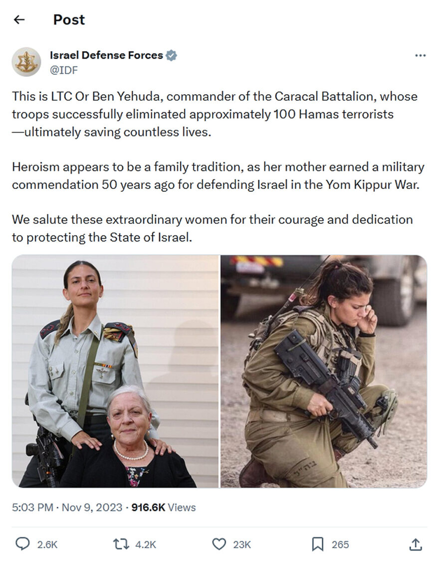Israel Defense Forces-tweet-9November2023-This is LTC Or Ben Yehuda