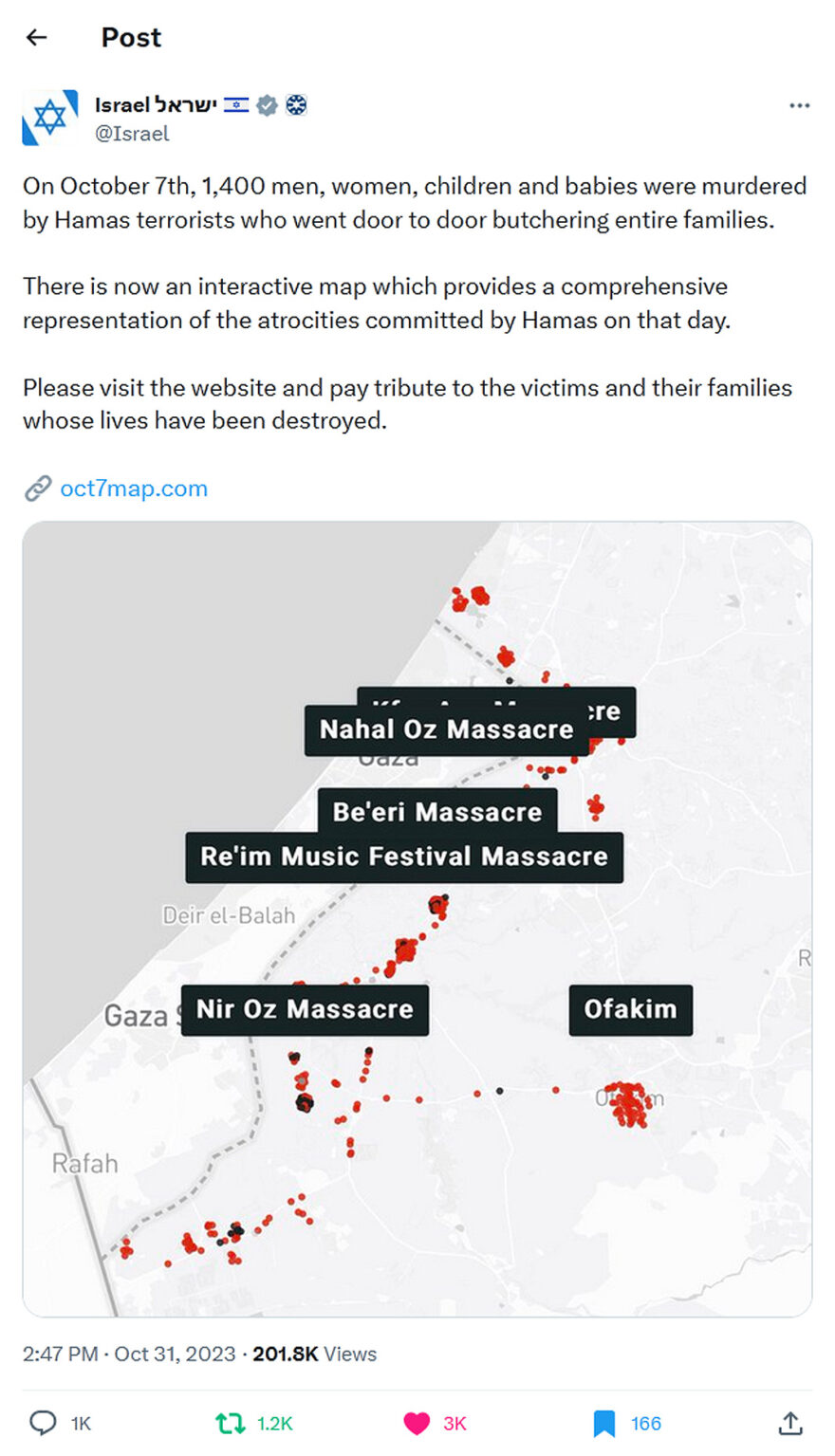 Israel-tweet-31October2023-Interactive map - Hamas Terror