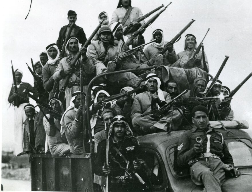 Arab volunteers on the way to Palestine to fight against a Jewish state, 1947. (Abdulrazzaq Badran/Public Domain)