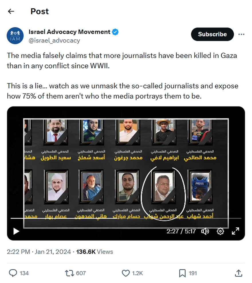 Israel Advocacy Movement-tweet-21January2024-Terrorist as journalists