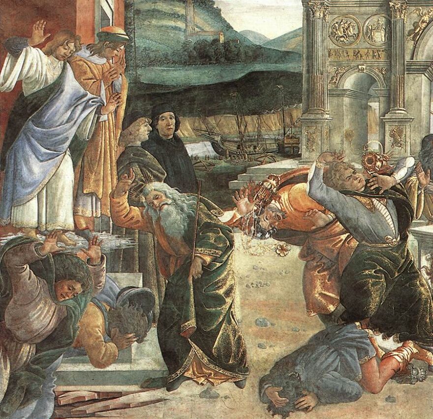 The Punishment of Korah (detail from the fresco Punishment of the Rebels by Sandro Botticelli (1480–1482) in the Sistine Chapel) From Wikimedia Commons, the free media repository