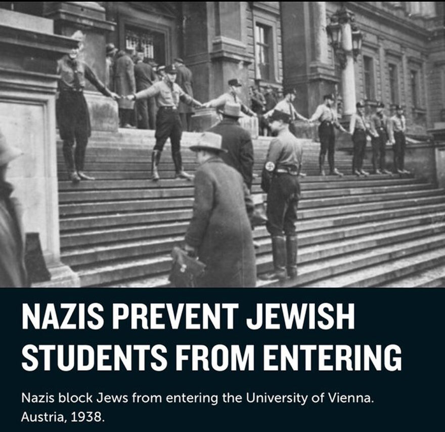 Nazis prevent Jewish Students from entering University of Vienna, Austria 1938