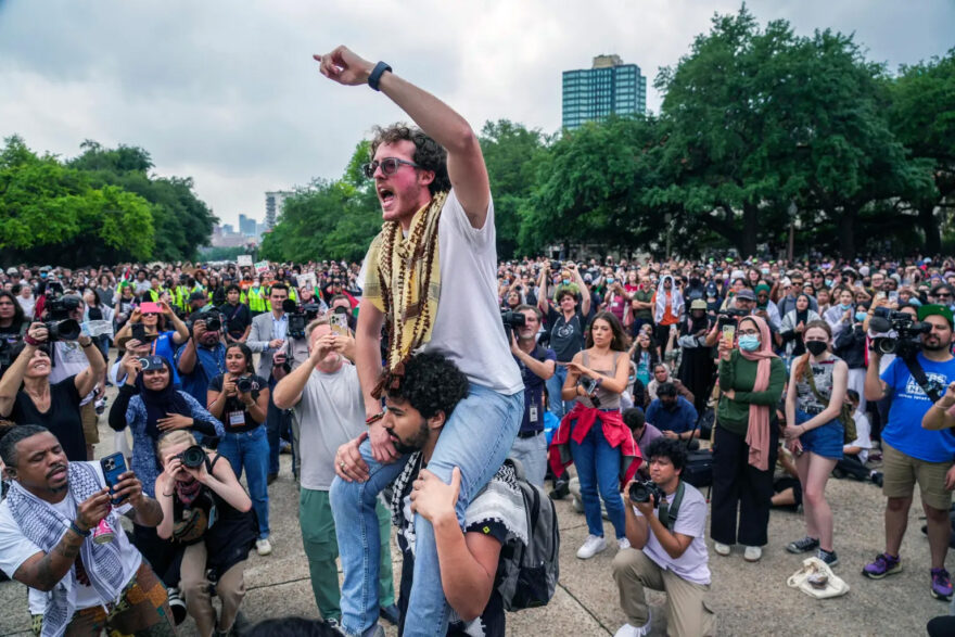 The University of Texas-Austin is one of the campuses where anti-Israel protests have exploded this week, copycatting the takeover of Columbia University’s lawn. AP