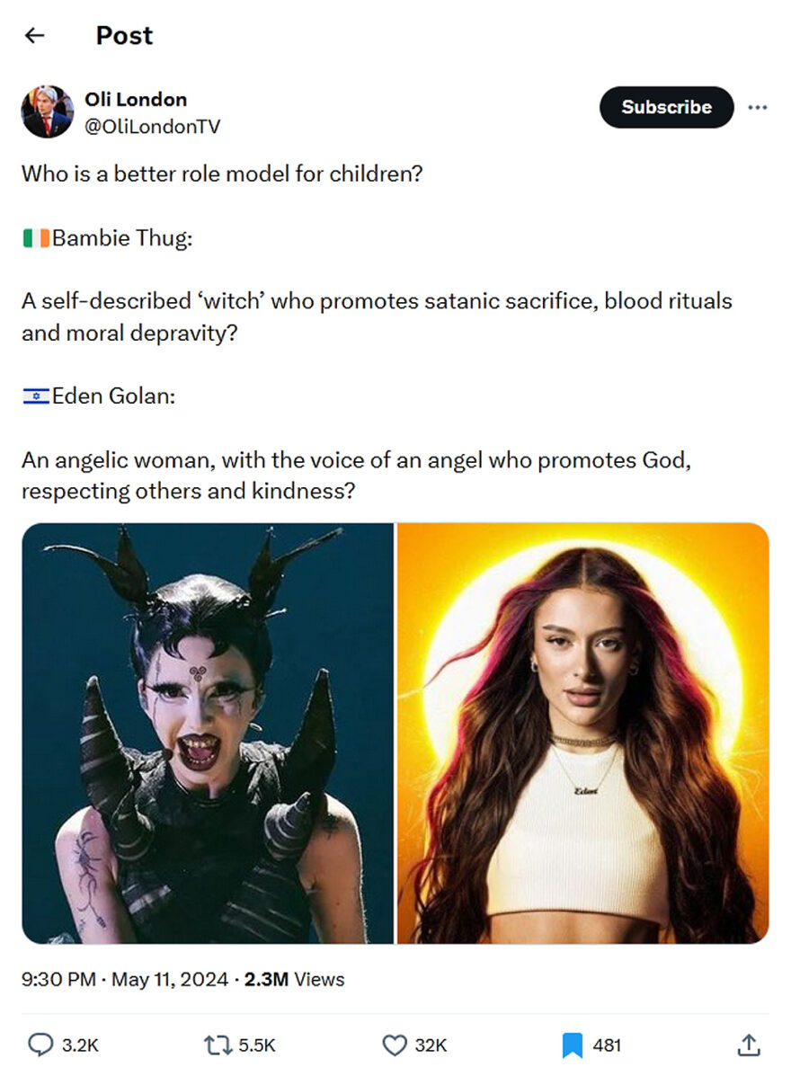Oli London-tweet-11May2024-Who is a better role model for children