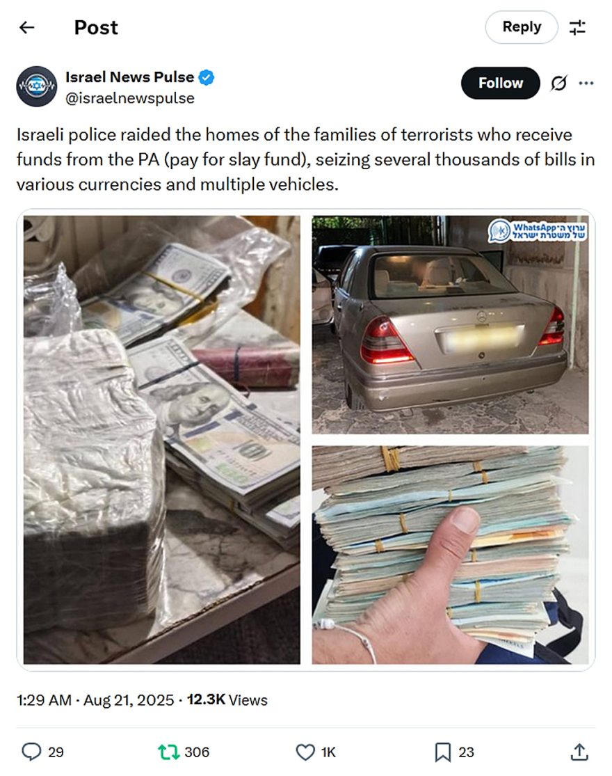 Israel News Pulse-tweet-20August2025-Israeli police raided the homes of the families of terrorists
