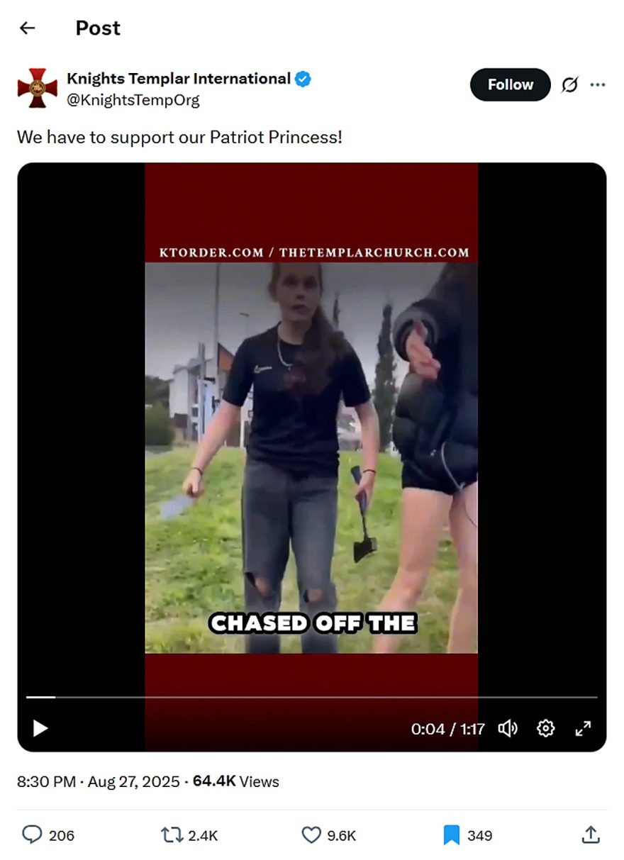 Knights Templar International-tweet-27August2025-We have to support our Patriot Princess