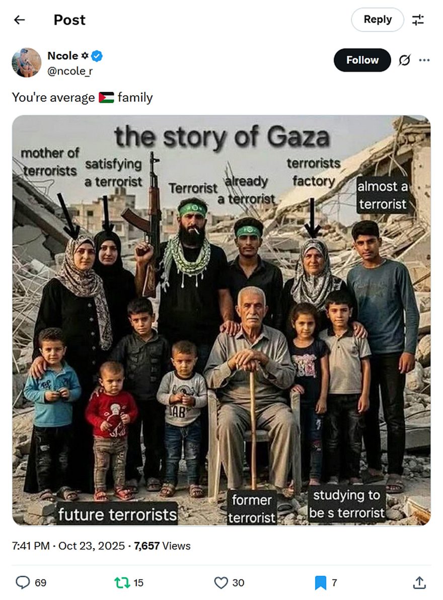Ncole-tweet-23October2025-You're average Palestinian family