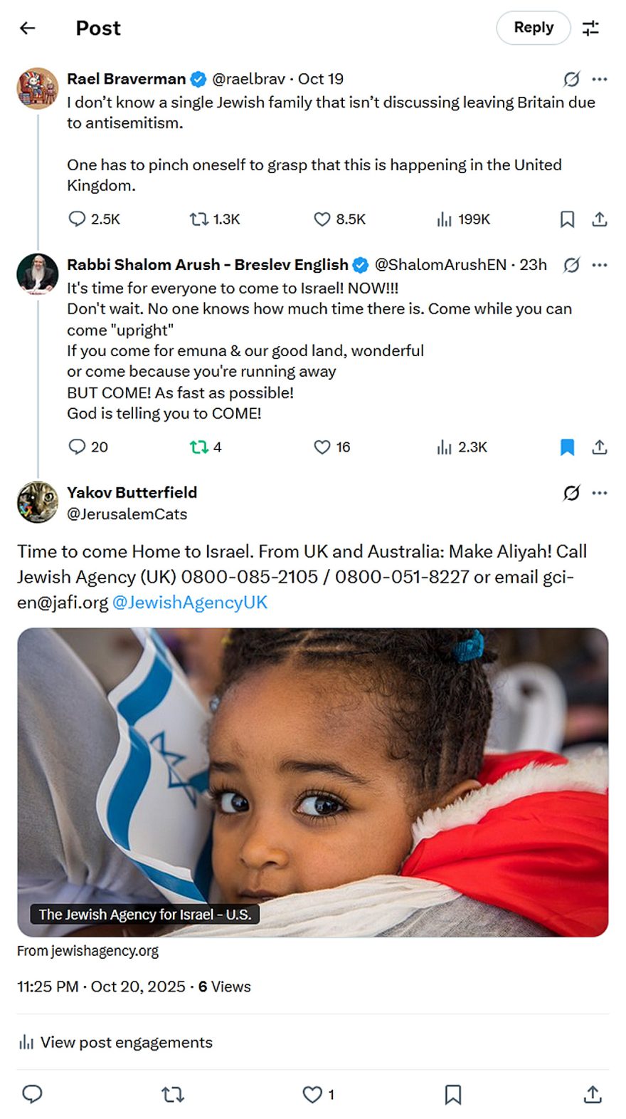Rael Braverman-tweet-19October2025-Jewish family that isn’t discussing leaving Britain