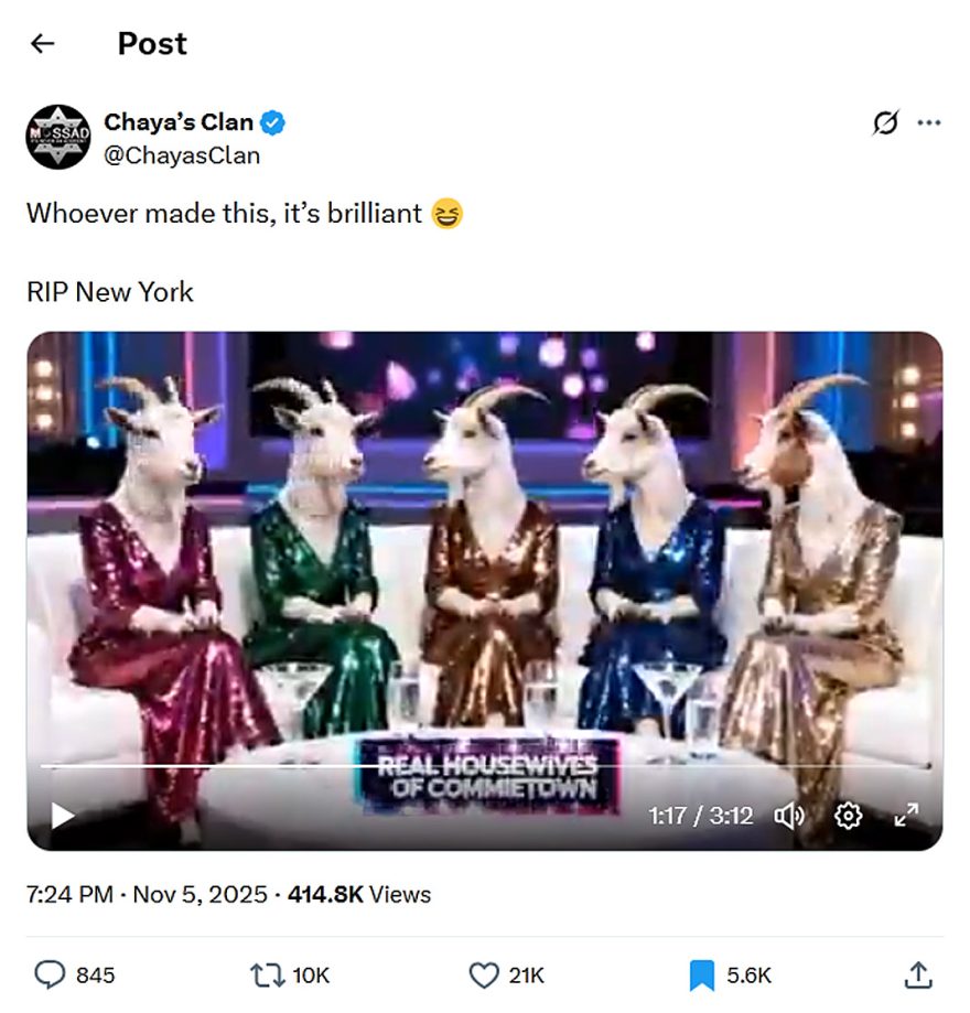 Chaya’s Clan-tweet-5November2025-New York City under Zohran Mamdani