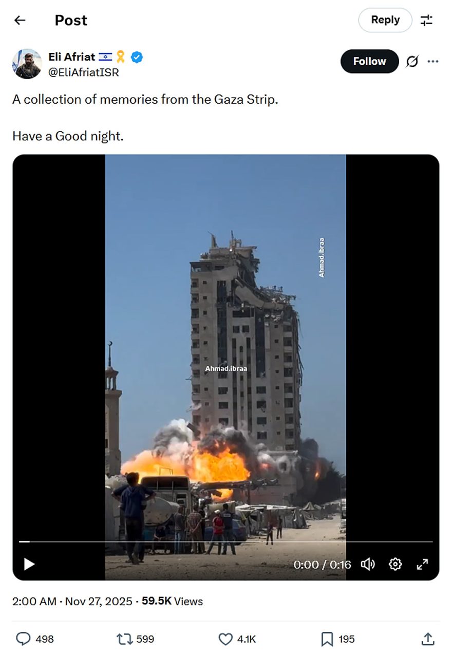 Eli Afriat-tweet-27November2025-Gaza-A collection of memories from the Gaza Strip