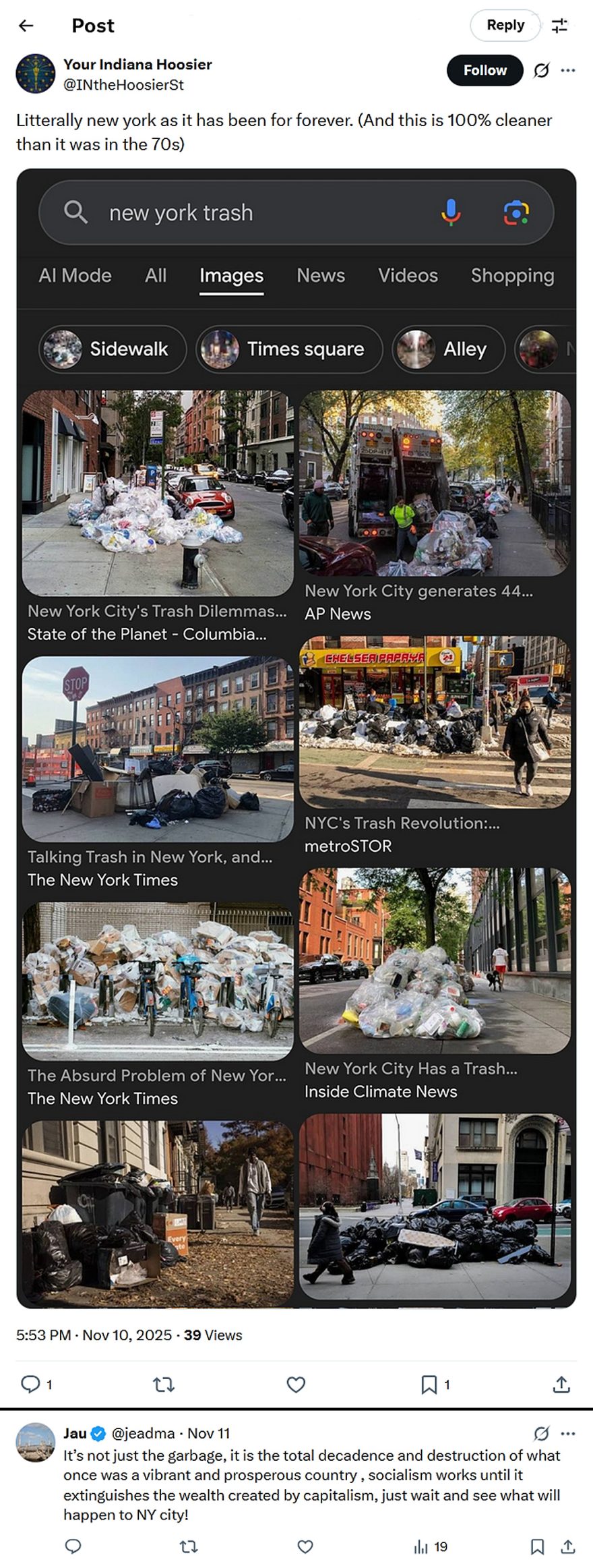 Your Indiana Hoosier-tweet-10November2025-New York as it has been forever