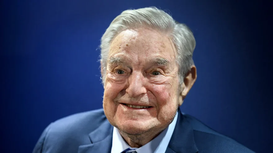 Hungarian-born US investor and philanthropist George Soros smiles after delivering a speech on the sidelines of the World Economic Forum (WEF) annual meeting in Davos on May 24, 2022. (FABRICE COFFRINI/AFP via Getty Images)