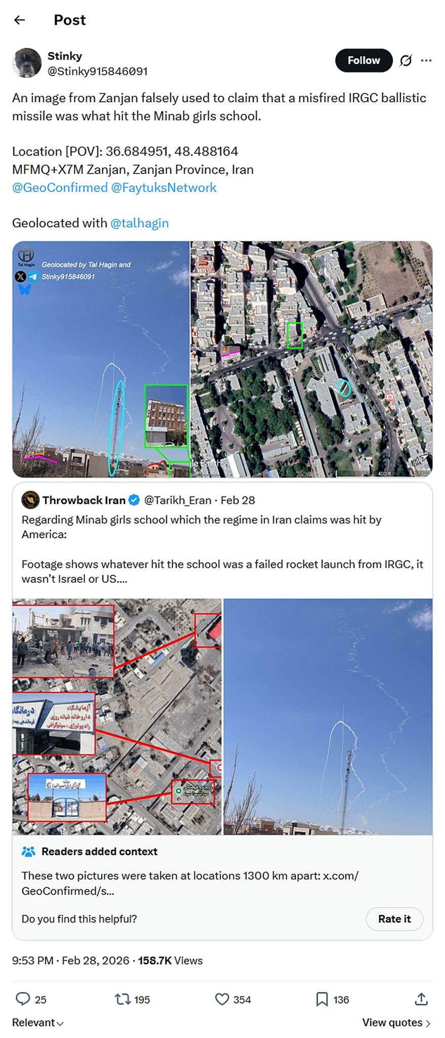 Stinky-tweet-28February2026-image from Zanjan falsely used