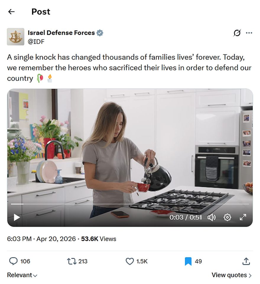 Israel Defense Forces-tweet-20April2026-The Knock on the Door 