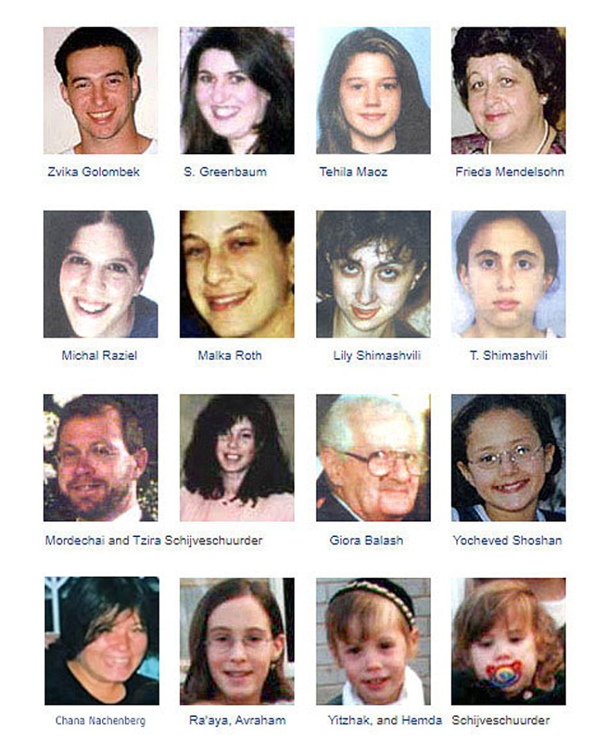 Sbarro restaurant bombing victims-Jerusalem 9August2001