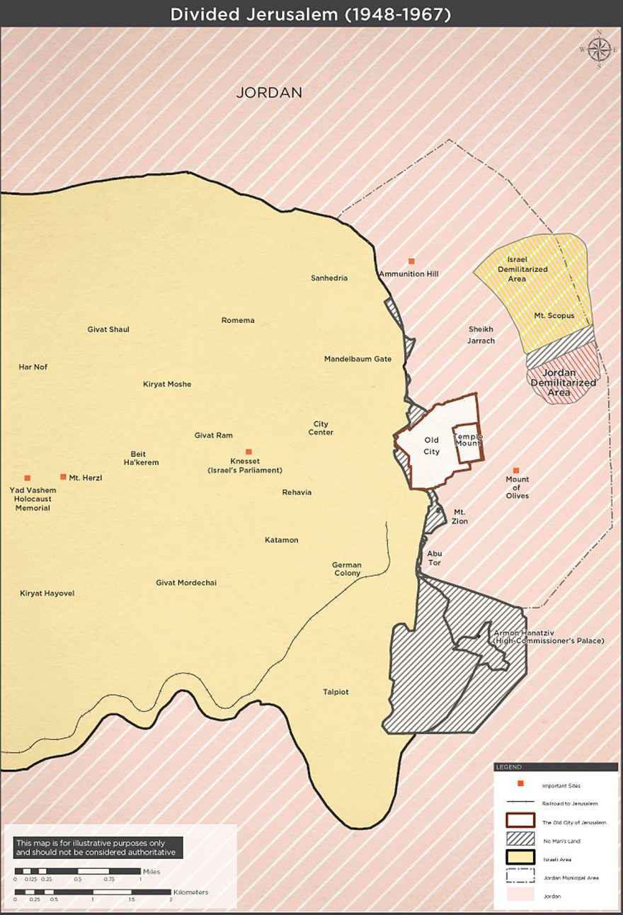 Map Divided Jerusalem (1948-1967)