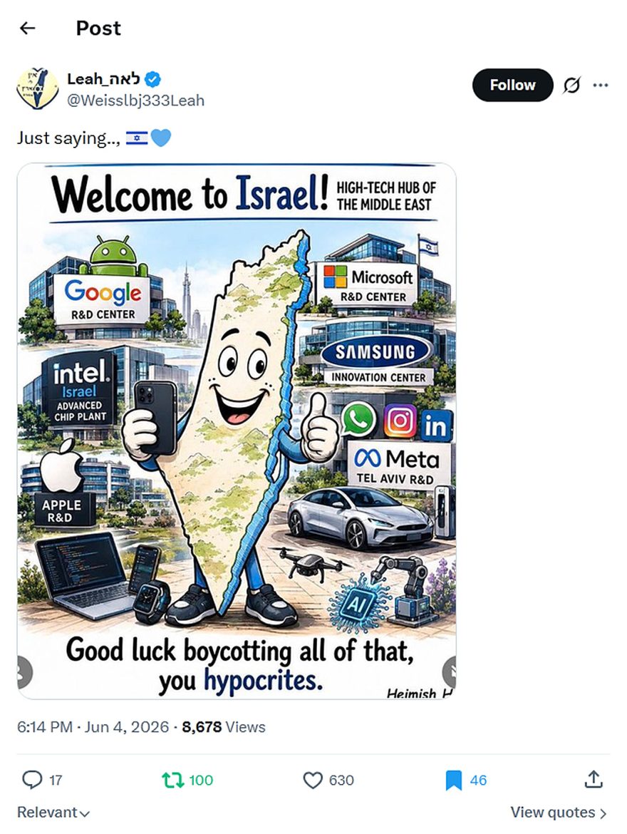 Leah-tweet-4June2026-Welcome-to-Israel-high-tech-hub-of-the-Middle-East