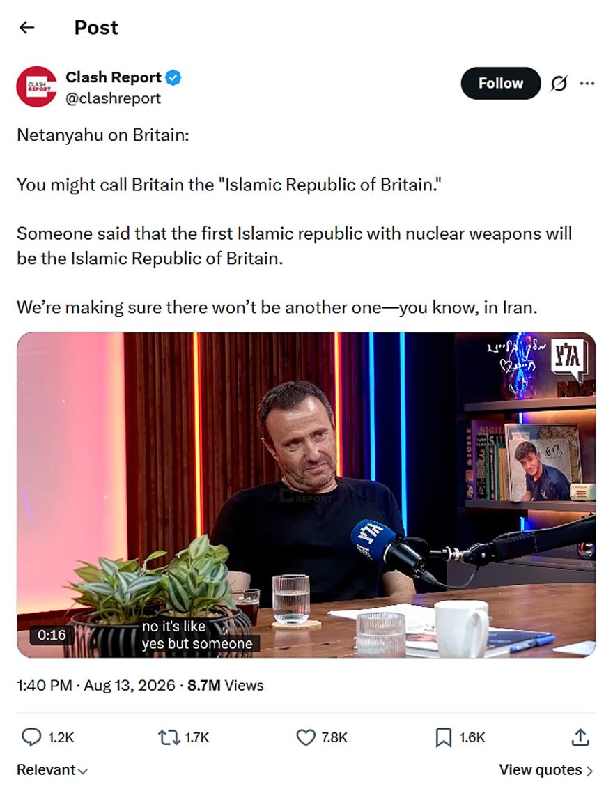 Clash Report-tweet-13August2026-Islamic Republic of Britain