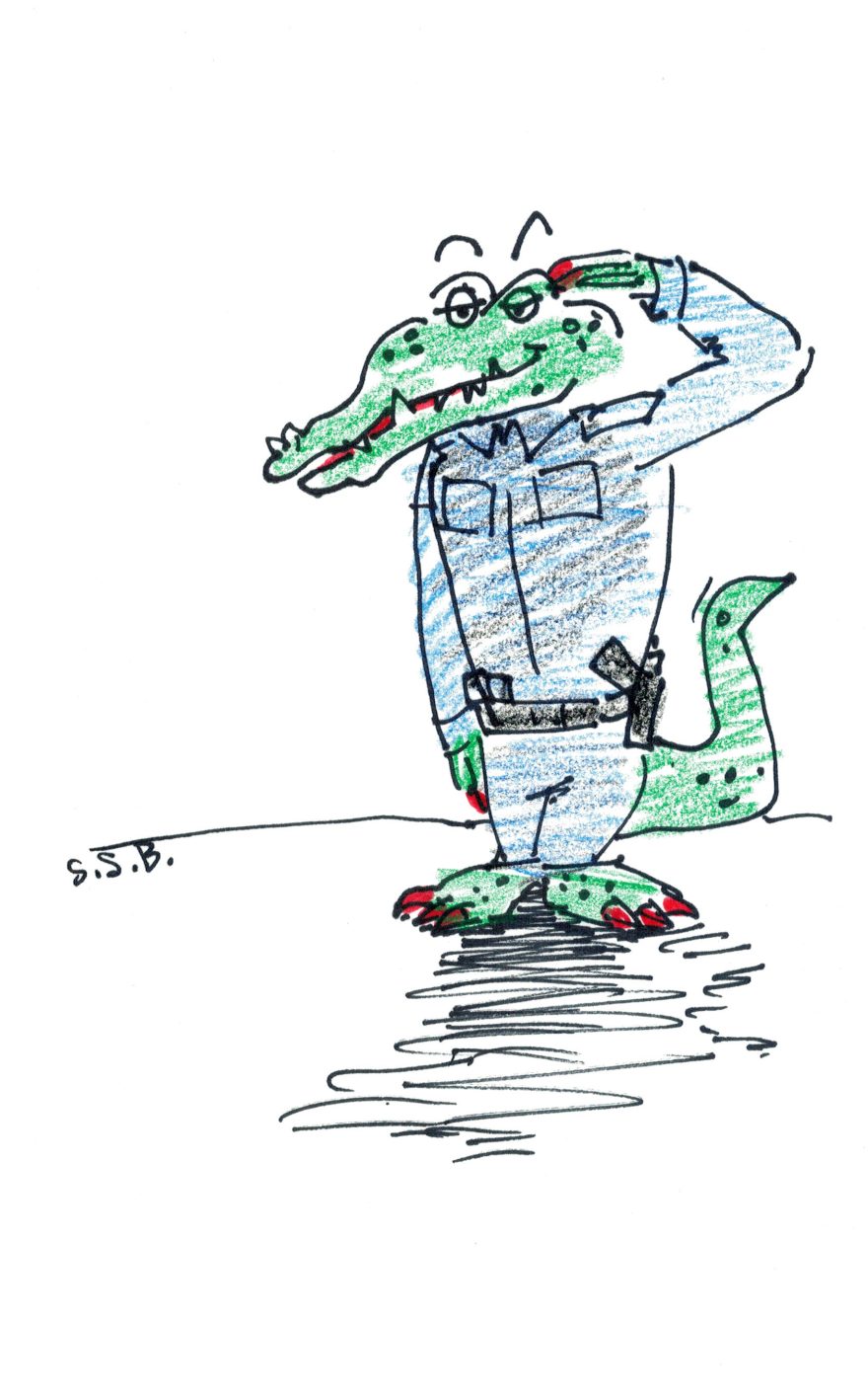 Crocodile Police Officer Copyright © 2026 Suzanne Schulman Butterfield