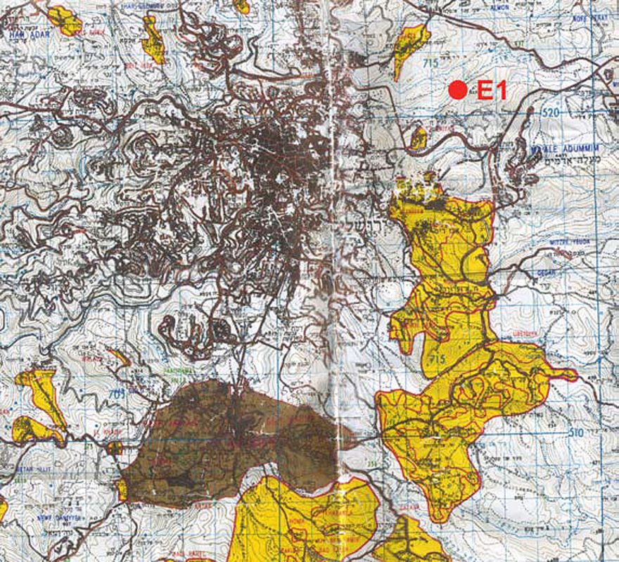 Map of 1995 Oslo II Interim Agreement showing eastern approaches to Jerusalem. Areas marked in yellow are “Area B” where the Palestinian Authority has full civilian jurisdiction including zoning and planning authority. White areas in the West Bank are “Area C” where Israel has full security responsibility and civilian authority over zoning and planning. The main connection between Jerusalem and Maale Adumim must clearly run north of Abu Dis and Azariya, which is precisely where E1 is located. Unfortunately, the Palestinians have been building illegally in Area C close to the main road connecting Jerusalem and Maale Adumim, thereby narrowing the corridor between them. If Israel fails to build in E1, the area will be taken over by Palestinian construction.