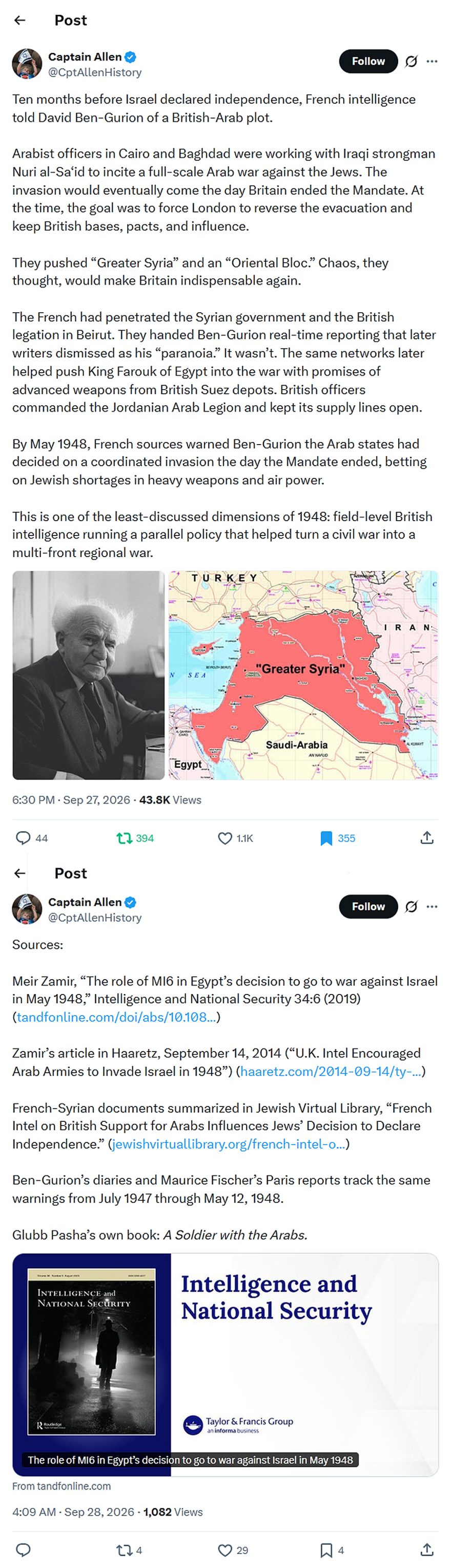 Captain Allen-tweet-27September2026-The 1948 British-Arab plot for a coordinated Israel invasion