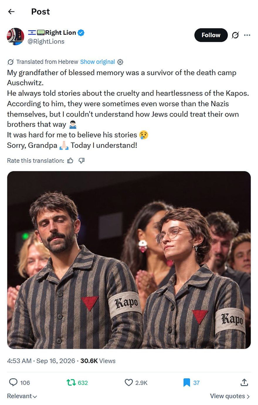 Right Lion-tweet-16September2026-the cruelty and heartlessness of the Kapos
