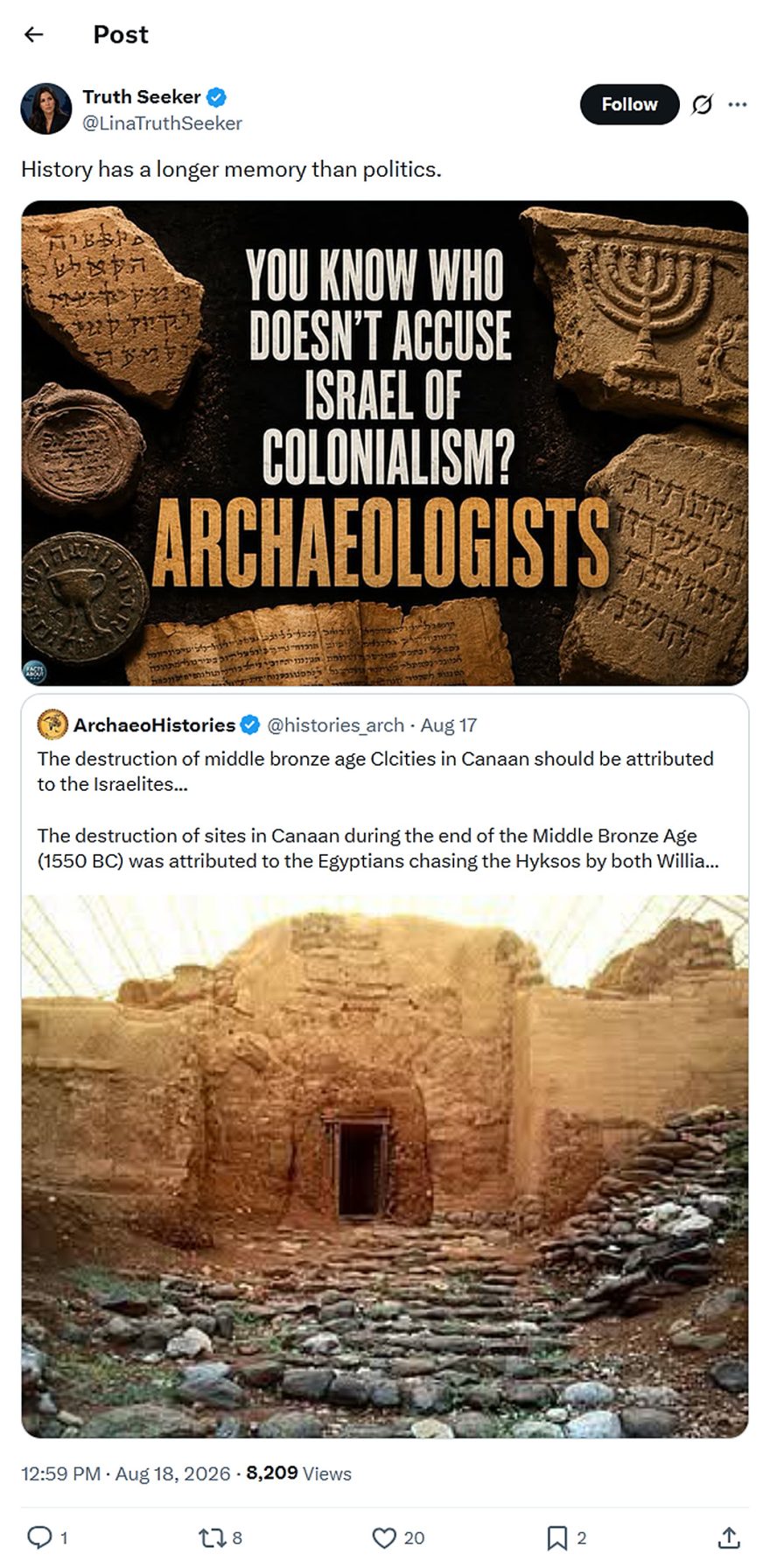 Truth Seeker-tweet-18August2026-ARCHAEOLOGISTS-know the Truth