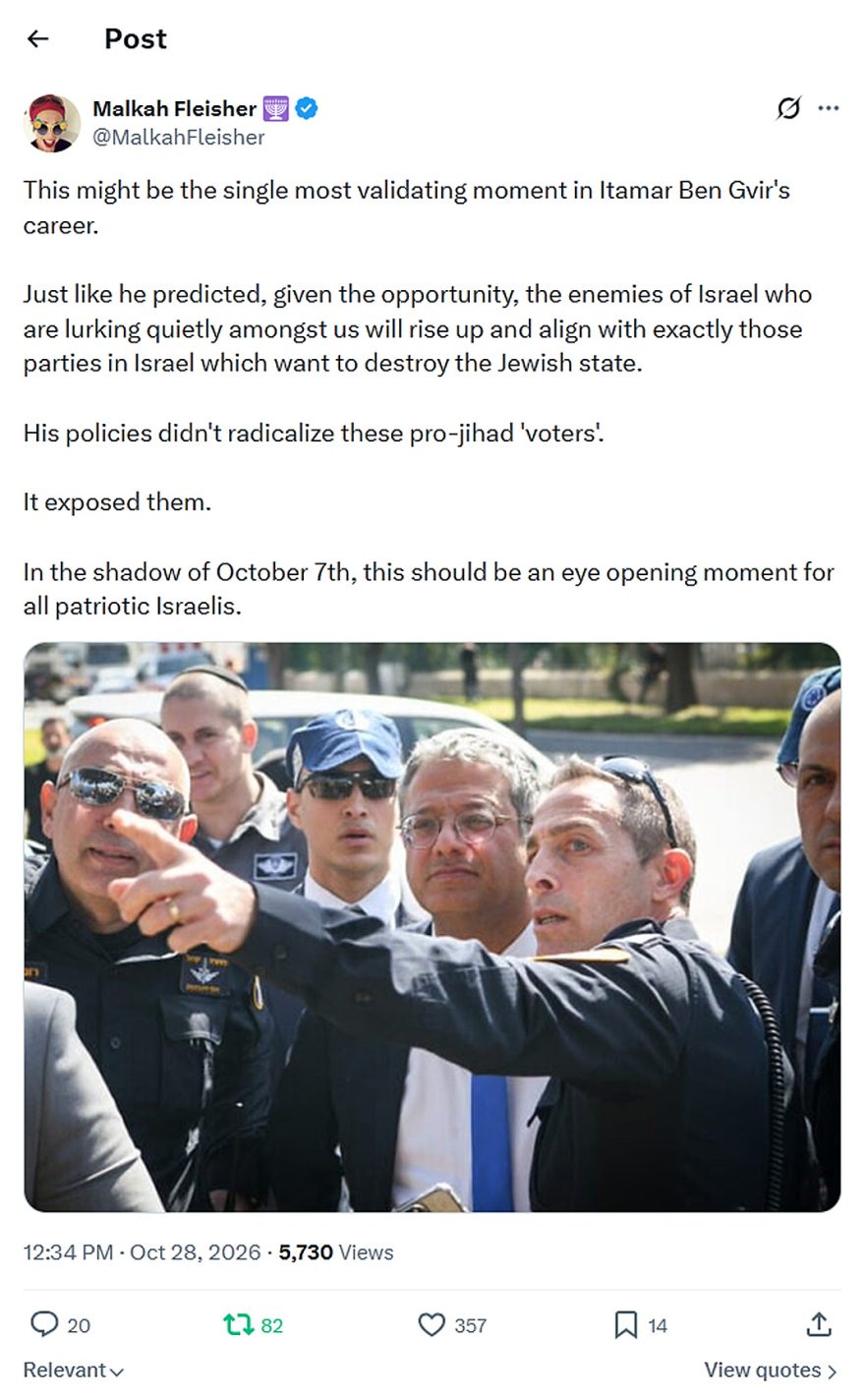 Malkah Fleisher-tweet-28October2026-Just like he predicted