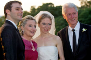 Former US president Clinton at his daughter’s wedding to a Jew